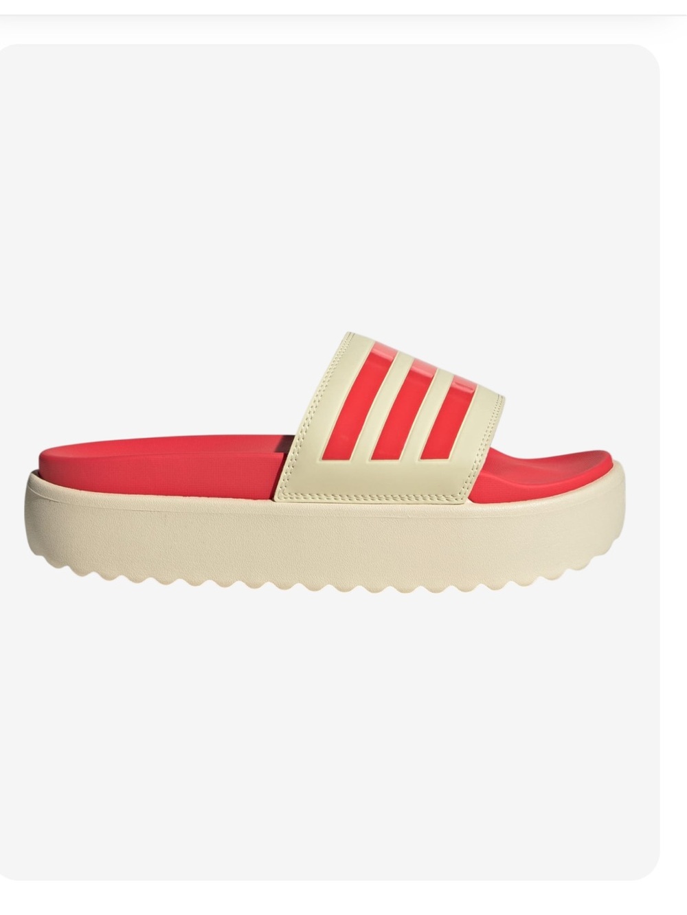 NEW IN BOX Adidas Adilette Platform WMNS Warm Vanilla / Semi Lucid Red